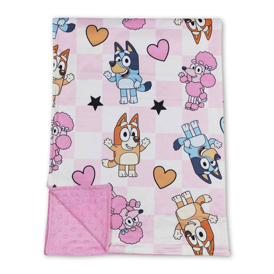 Pink heart dogs baby blanket
