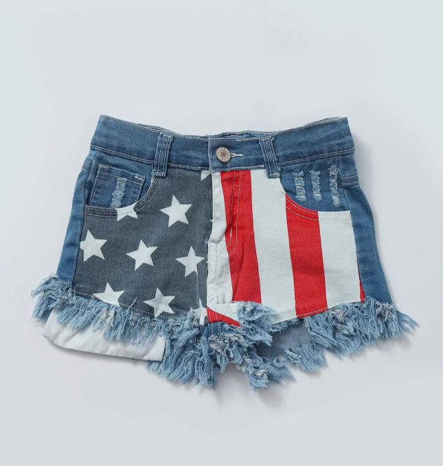 Flag Print Shorts