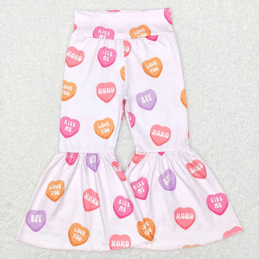 Valentines Hearts Pink Flare Bell Bottom Pants