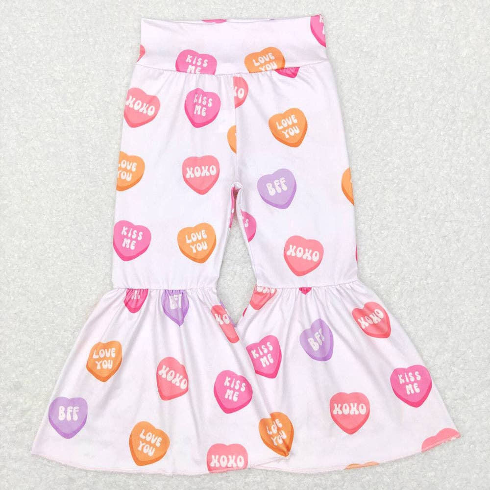 Valentines Hearts Pink Flare Bell Bottom Pants