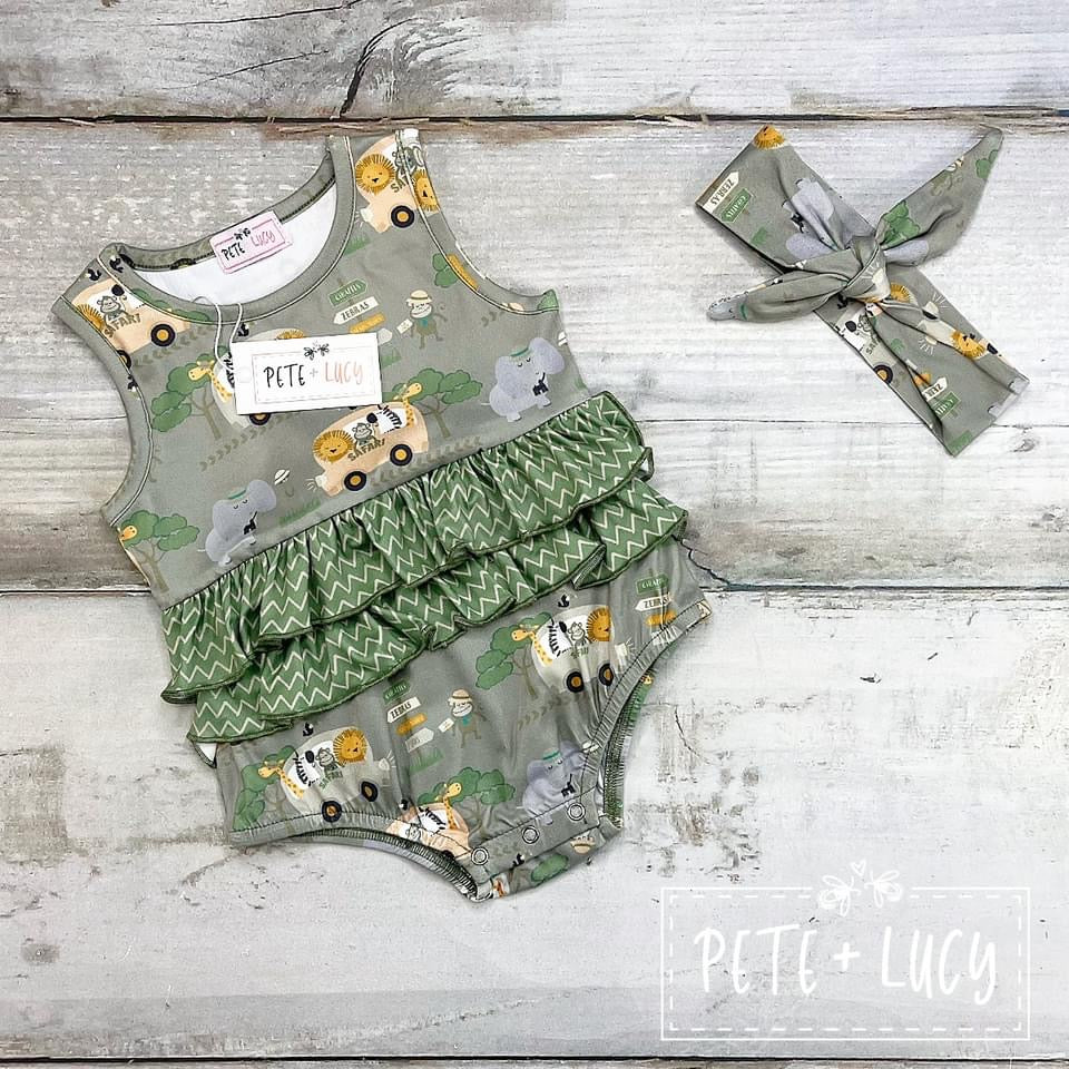 Silly Safari: Girls Infant Romper